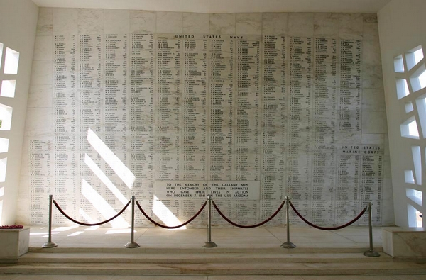 Wall of names at Pearl Harbor
